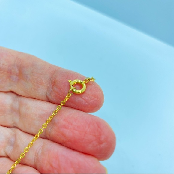 Dainty Gold Christian Cross Pearl Necklace - Picture 6 of 7